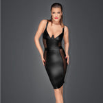 Power Wetlook Pencil Dress Noir Handmade Muse