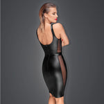 Power Wetlook Pencil Dress Noir Handmade Muse