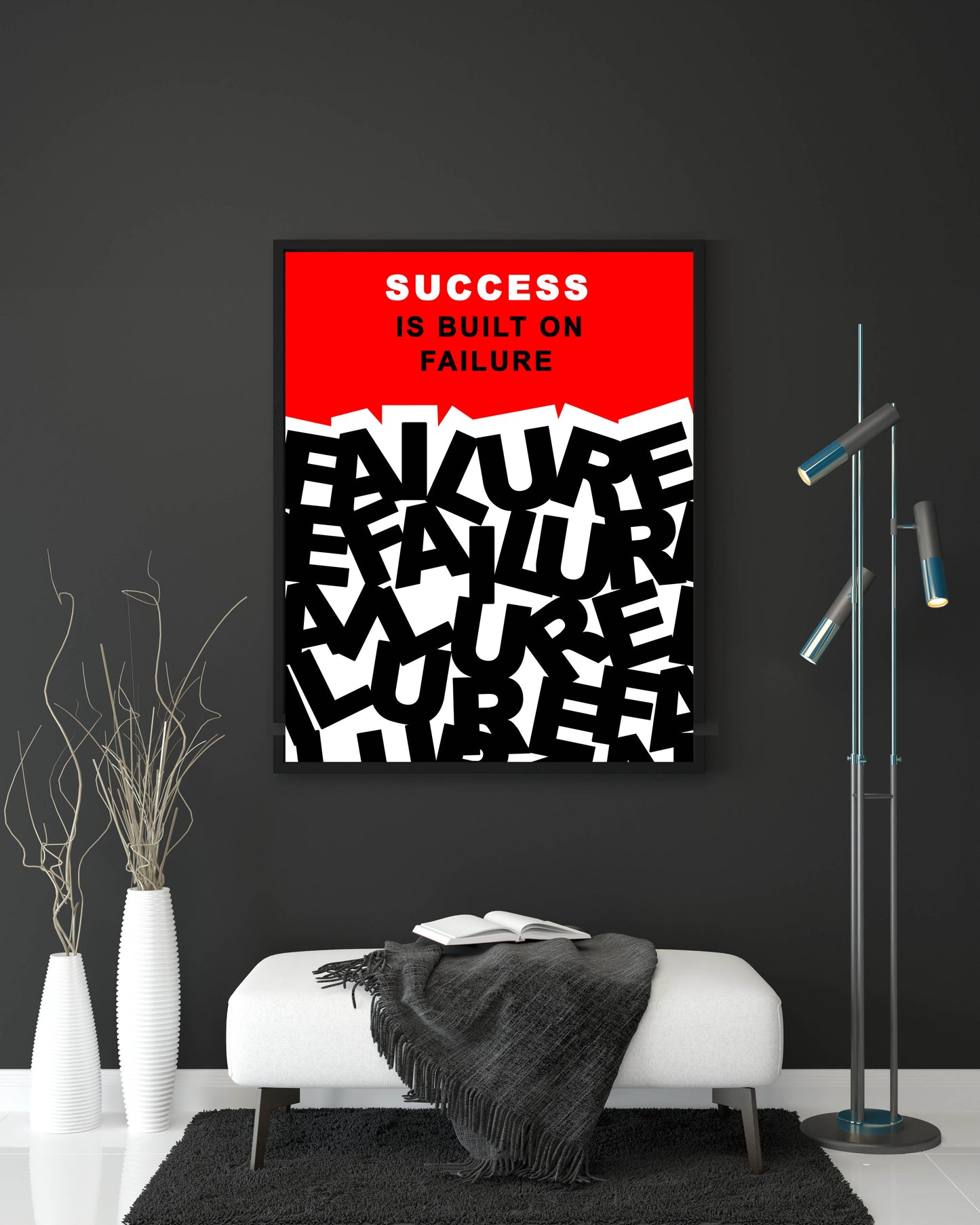 Success is Built on Failure - Digital Art Poster, 20 x 16 in, Red and Black