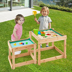Wooden Sand and Water Tables with Protective Cover for Kids-Natural-0