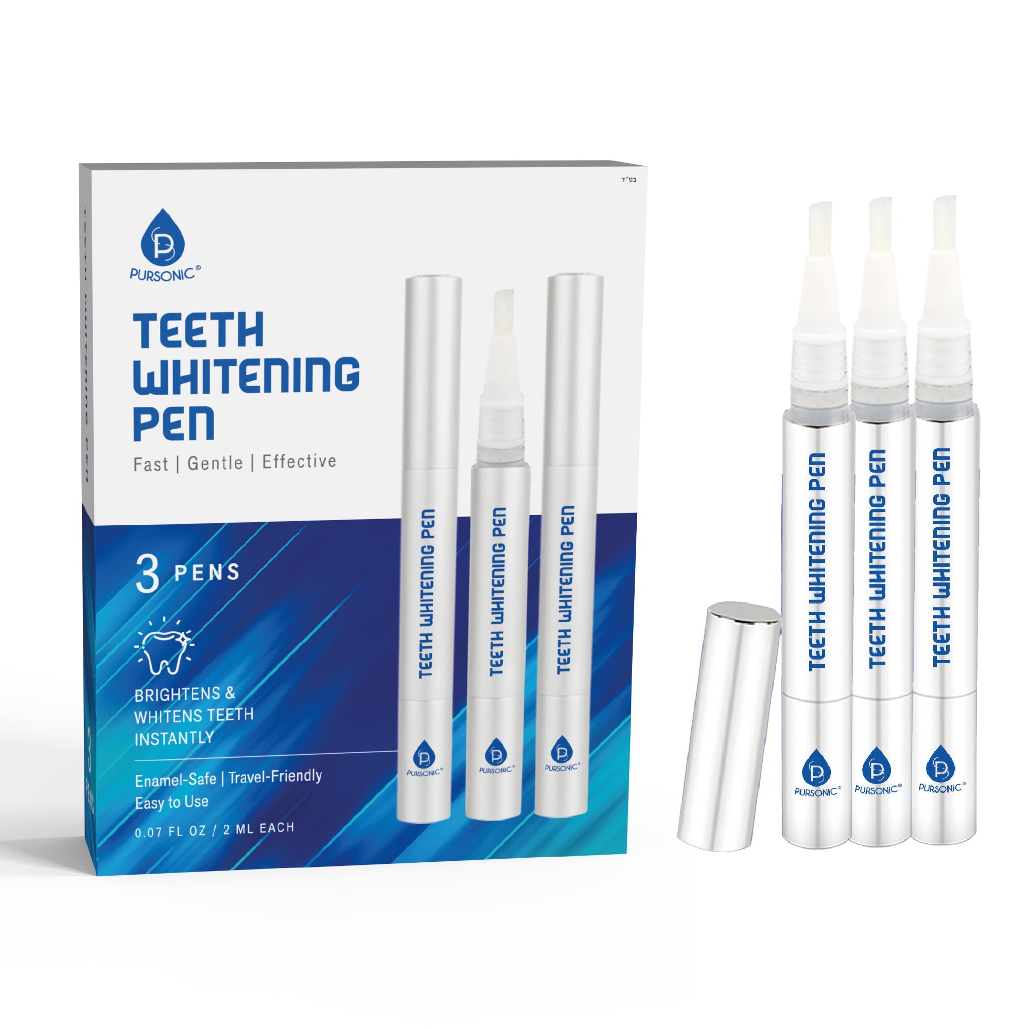 Pursonic Teeth Whitening Pen | Brightens & Whitens Teeth Instantly, 3-Pack, Enamel Safe, No Sensitivity