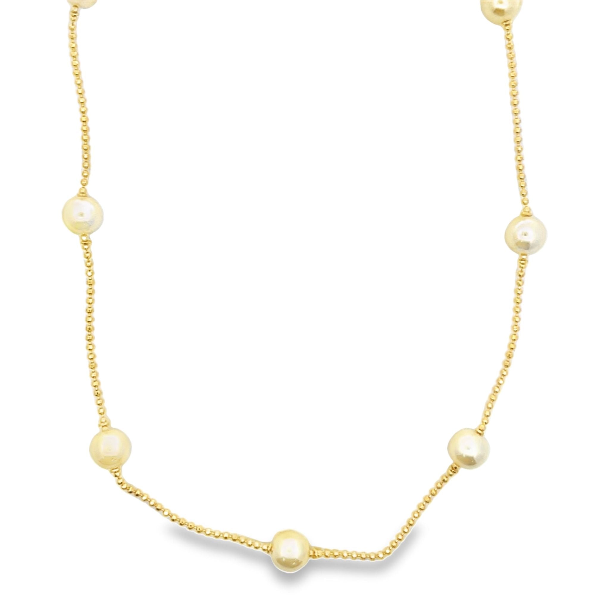 Ball Chain With 8mm Synthetic Pearls Necklace (F250)-0