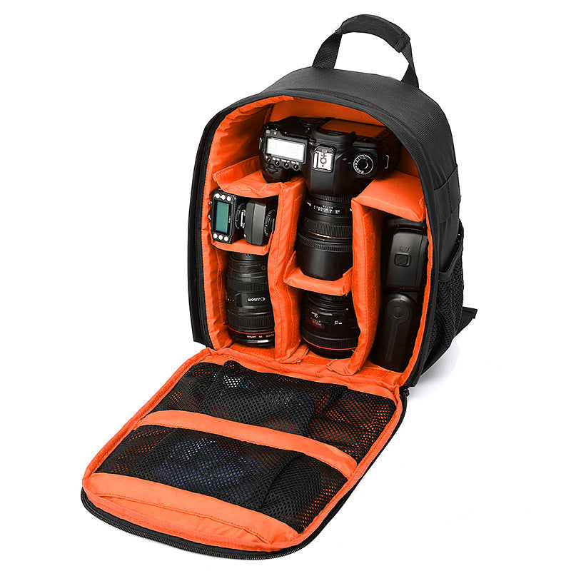 NNEDSZ Orange Lining Water-Resistant DSLR Camera Backpack with Tripod Holder,