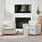 Beige 34 Inch Upholstered Accent Chair Modern Room-4