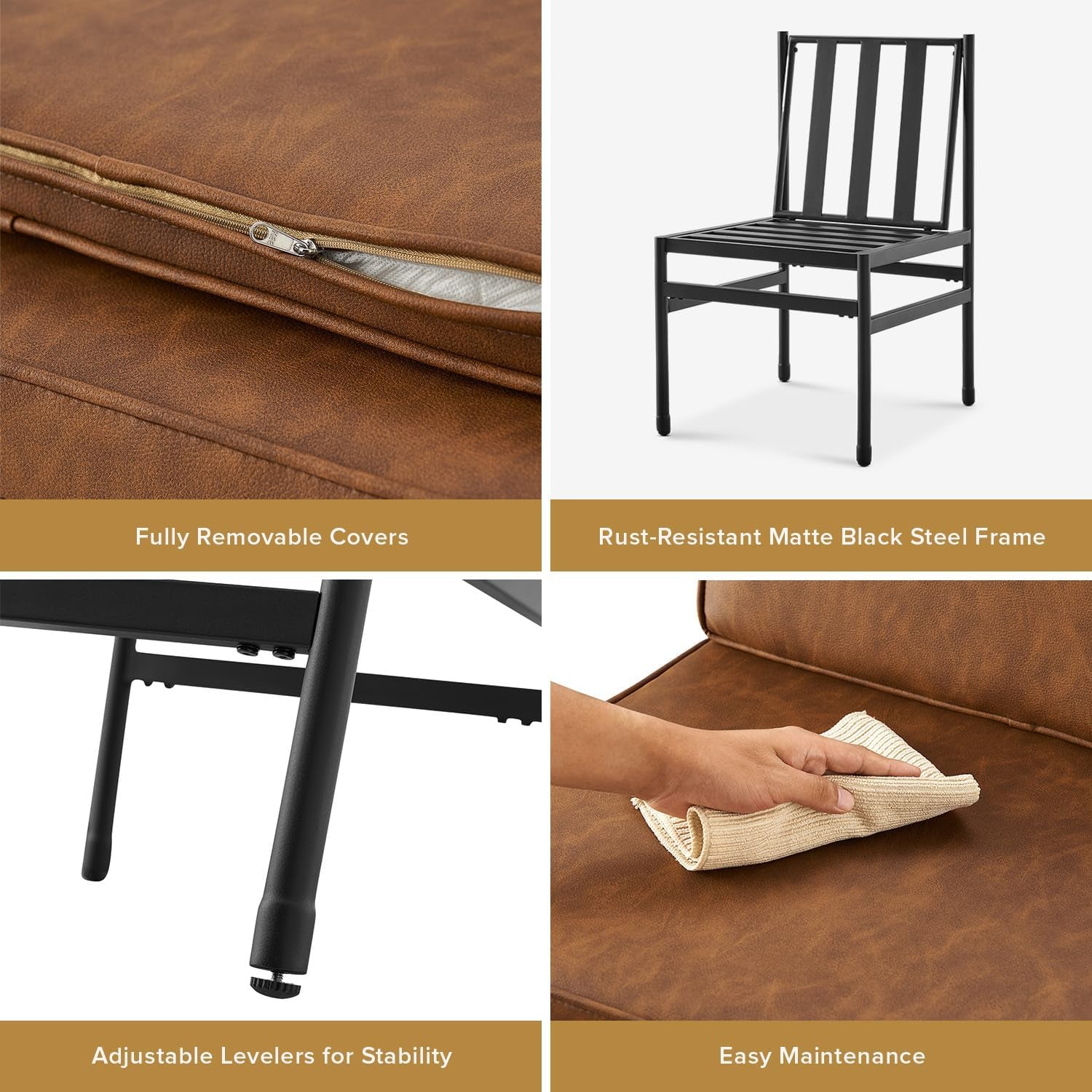 Black Dining Chairs With Removable Cushion Covers French-3