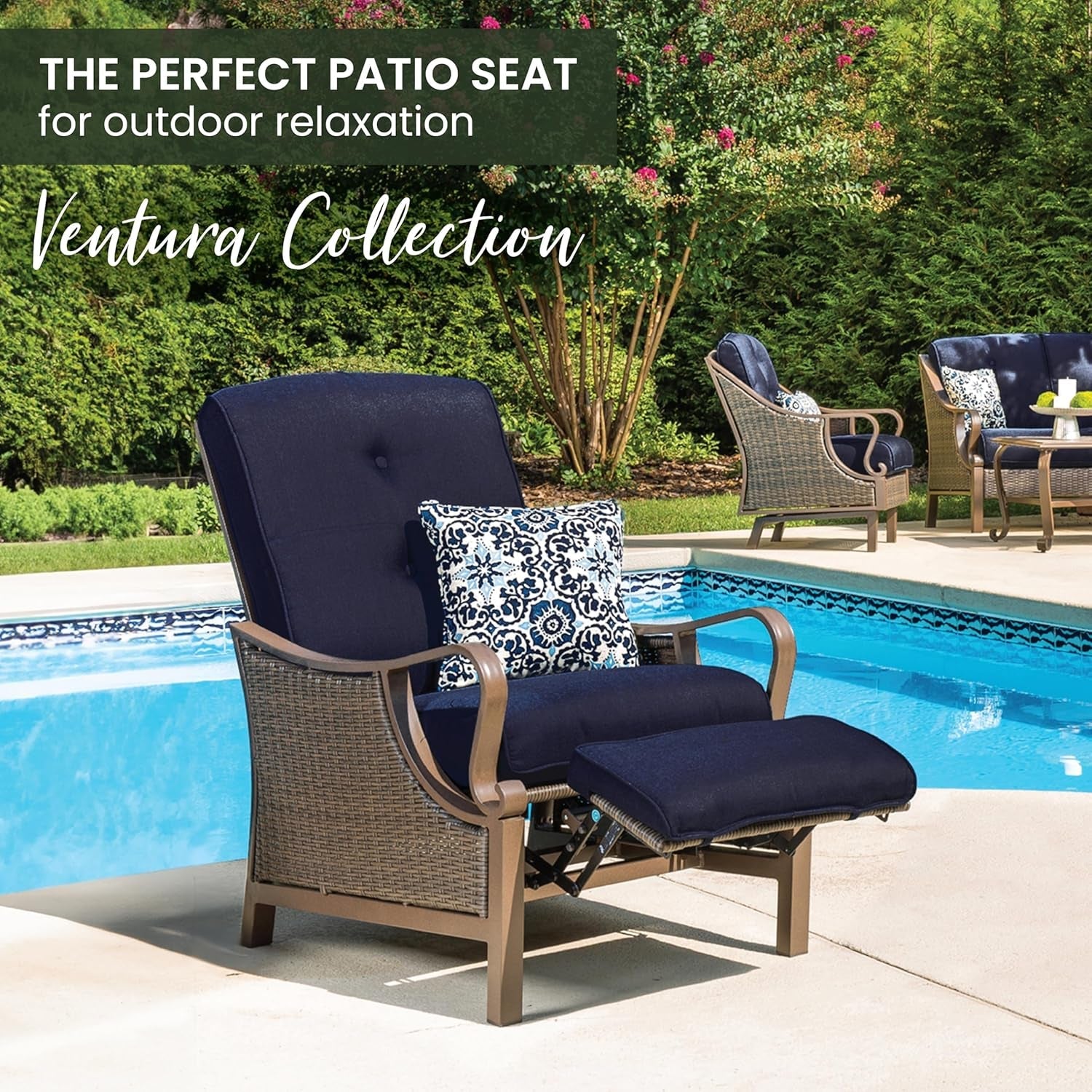Luxury Outdoor Recliner Chair with Cushions and Pillow-4
