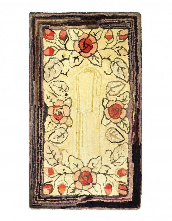 Canvello ANTIQUE HOOKED AMERICAN RUG - 1'7'' X 2'8''-0