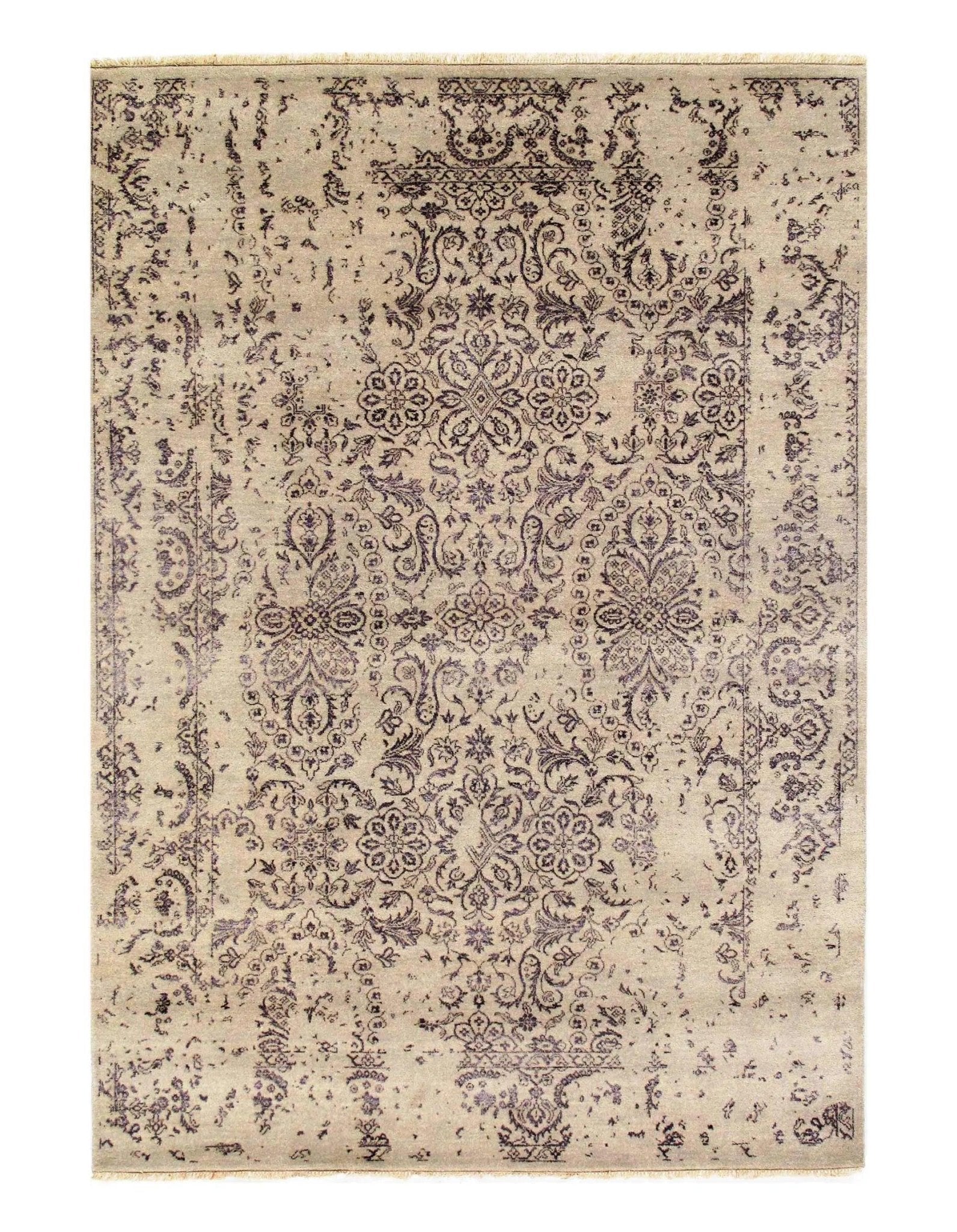 Canvello Ivory Erased Modern Rug - 6' X 9'-0