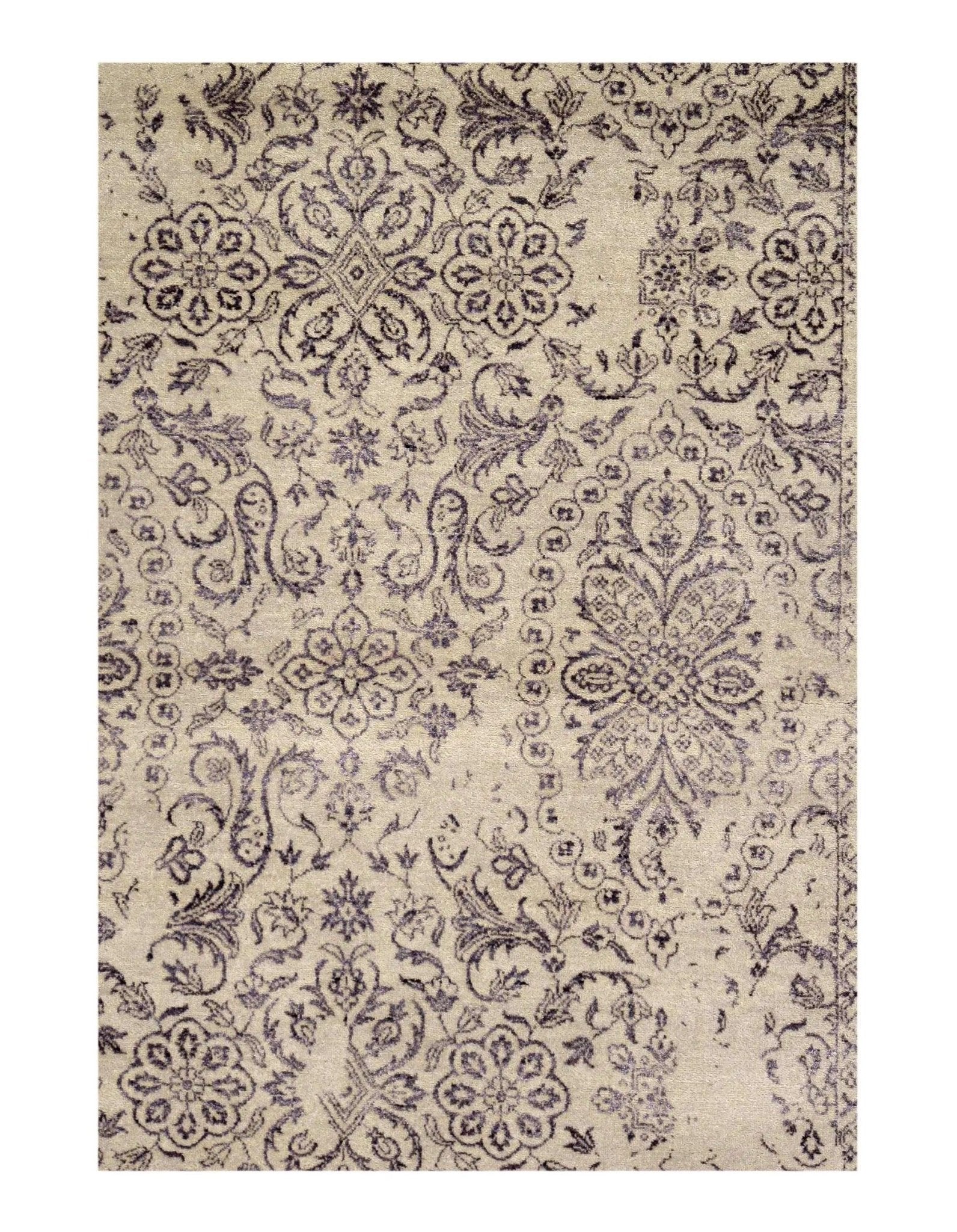 Canvello Ivory Erased Modern Rug - 6' X 9'-2