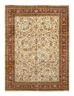 Canvello Ivory Fine Hand Knotted Tabriz Rug 10'2'' X 13'