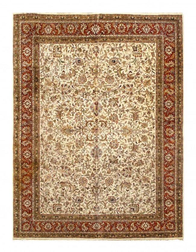Canvello Ivory Fine Hand Knotted Tabriz Rug 10'2'' X 13'