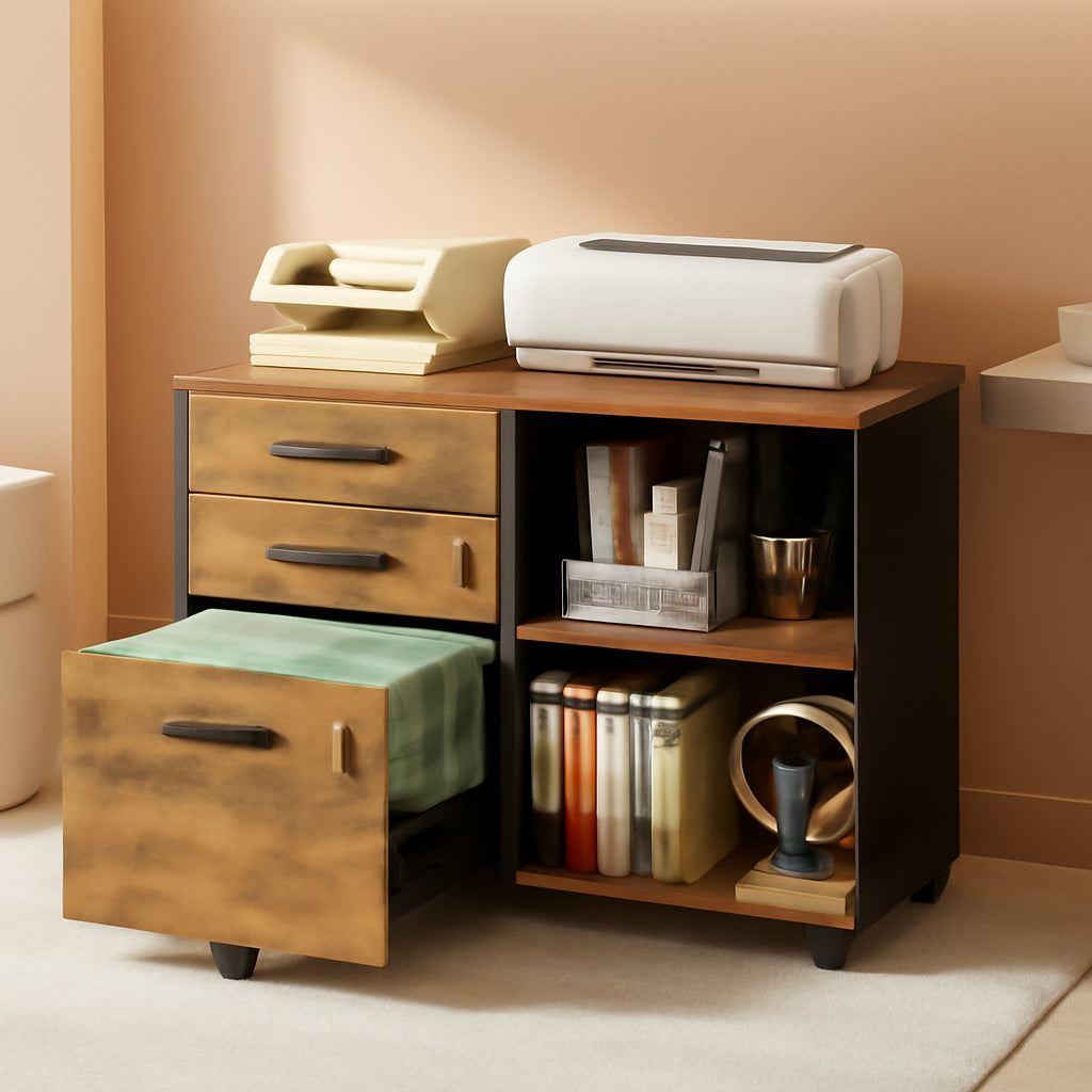 3 Drawer Wood File Cabinet With Lock For Home Office-0