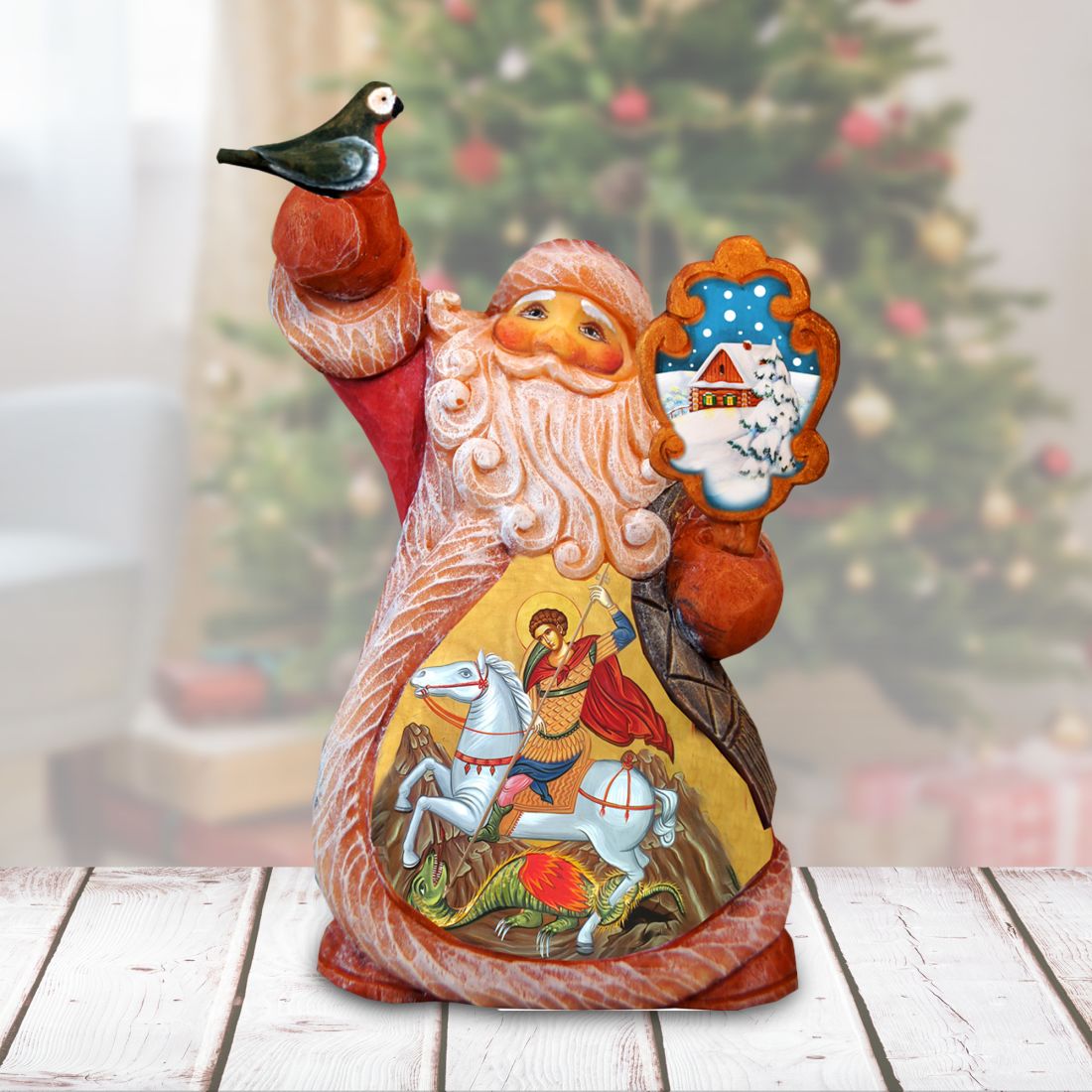 Saint George Tiny Tale Santa Christmas Figurine by G. DeBrekht - Christmas Santa Snowman Decor - 561634