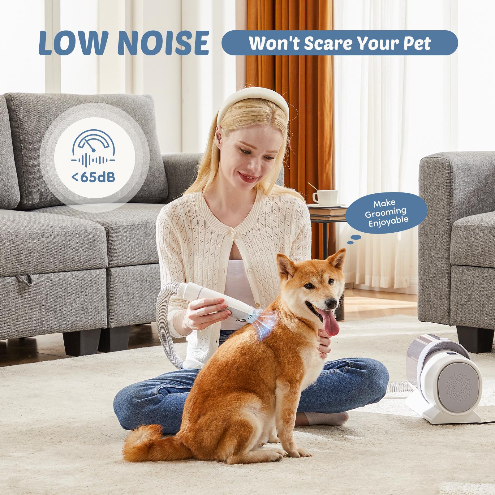 Professional Dog Grooming Clippers with 2.5L Cup, 3 Suction Modes, Cordless Clippers, 5 Groomer Tools, Low Noise Pet Hair Trimmer for