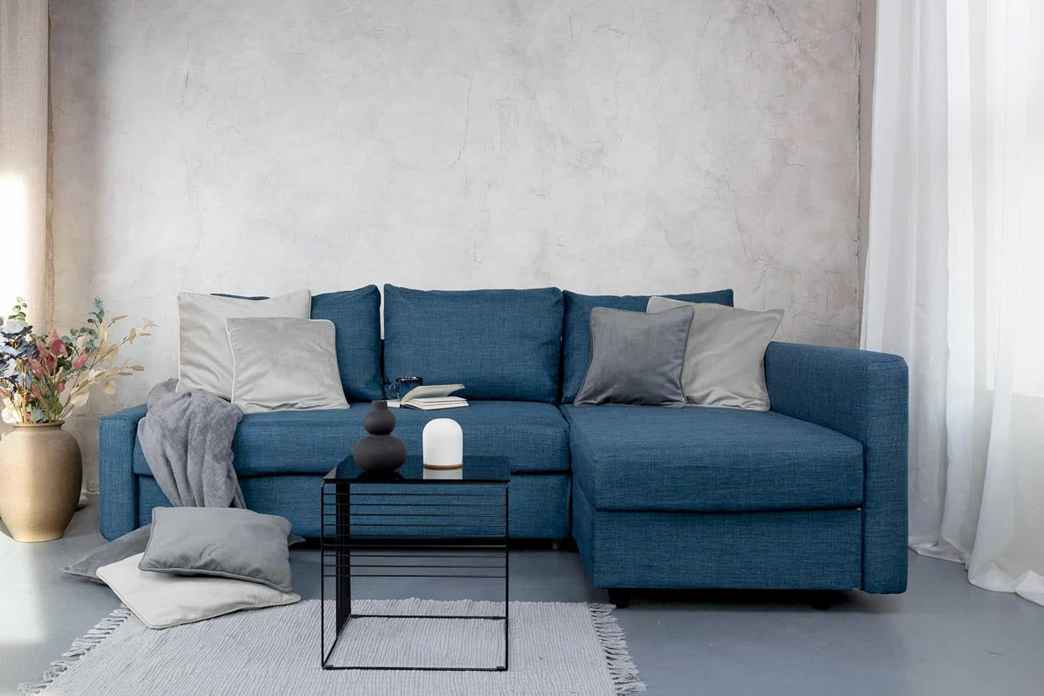 Snug Fit Friheten Sofa Slipcover With Chaise Navy Blue