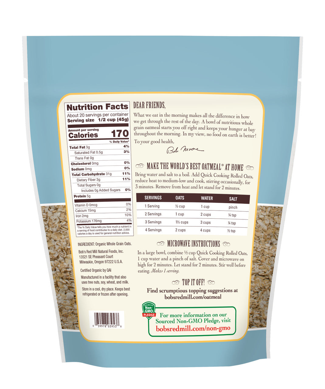 OG2 BOBS QKCOOK RLD OATS ( 4 X 32 OZ   )-1