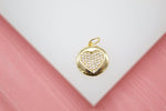18K Gold Filled Heart Pendant Love Charm With CZ Stones-0