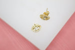 18K Gold Filled Evil Eye Stud Earrings With Clear CZ Stones (L76)-1