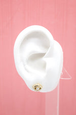 18K Gold Filled Evil Eye Stud Earrings With Clear CZ Stones (L76)-2