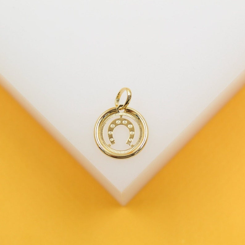 18k Gold Filled CZ Horse Shoe Pendant-0
