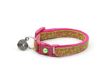 Pink Squiggles on Bright Green Cat Collar