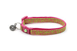 Pink Squiggles on Bright Green Cat Collar