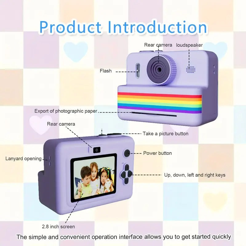 NNETM Portable Photo Printer Camera with Rechargeable Battery