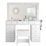 Vektaya US-VD003 Bedroom Makeup Vanity desk with LED Mirror, 11 Drawers-0