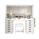 Vektaya US-VD008 Bedroom Makeup Vanity desk with LED Mirro, 15 Drawers-0