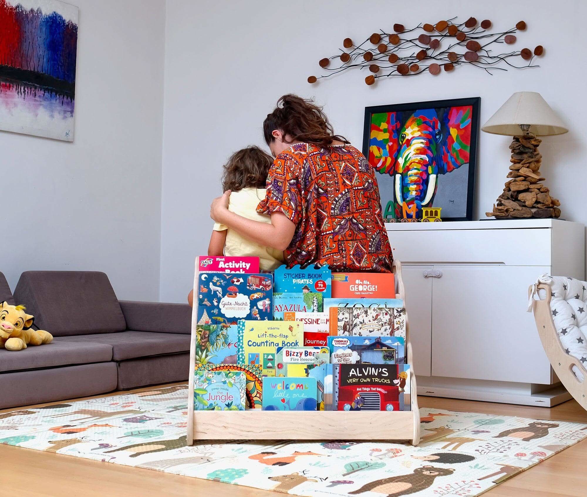 Wave Design Wooden Bookshelf / Large Size-0