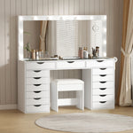 Vektaya US-VD008 Bedroom Makeup Vanity desk with LED Mirro, 15 Drawers-3
