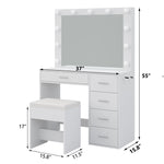 Vektaya  Bedroom Makeup Vanity desk with LED Mirror, 5 Drawers
