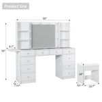 Vektaya  Bedroom Makeup Vanity desk with LED Mirror, 10 Drawers