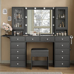 Vektaya US-VD012 Bedroom Makeup Vanity desk with LED Mirror, 12 Drawers