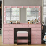 Vektaya US-VD017 Bedroom Makeup Vanity desk with LED Mirror, 15 Drawers-7