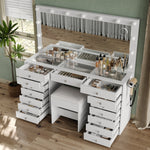 Vektaya US-VD017 Bedroom Makeup Vanity desk with LED Mirror, 15 Drawers-4